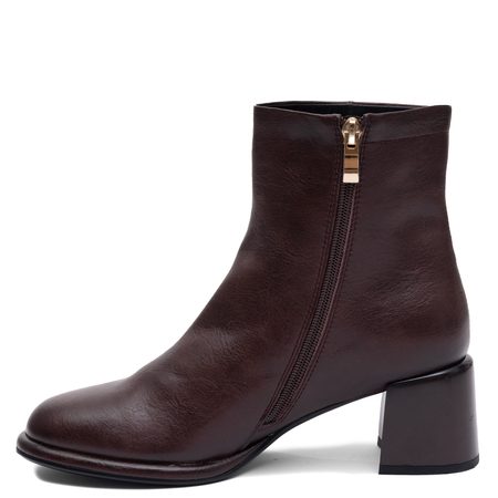Maciejka Elegant Women's Leather Block Heel Ankle Boots Chocolate Brown K7753-23/00-7