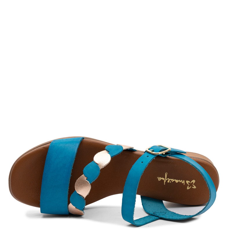 Maciejka Leather Decorative Strap Sandals Blue E7394-36/00-1