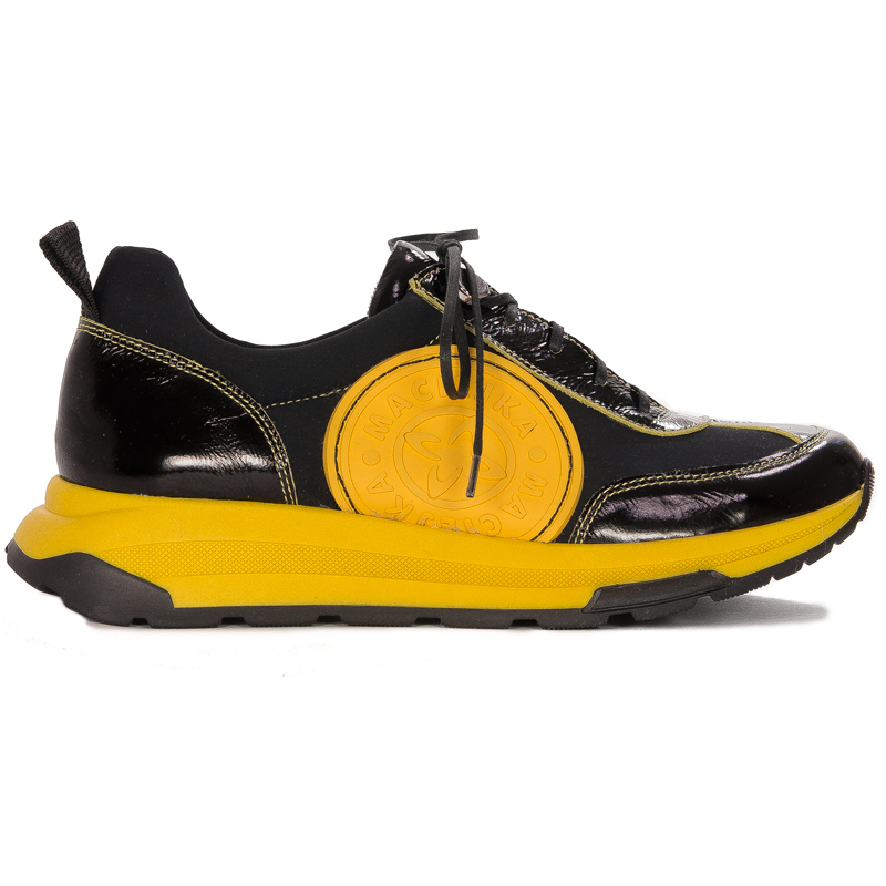 Maciejka Platform Sneakers With Patent Accents Black–Yellow 06295-01/00-8