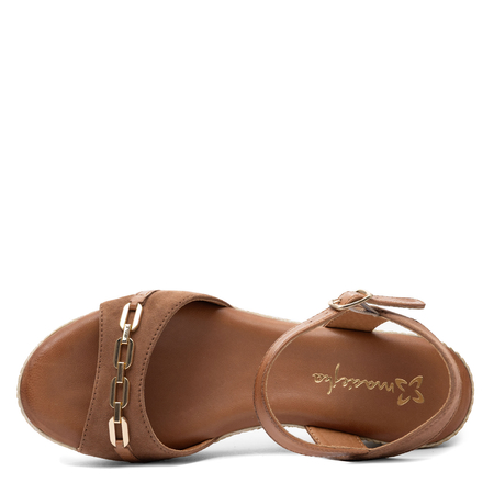 Maciejka Leather Wedge Sandals With Adjustable Ankle Strap Brown P7494-29/00-1