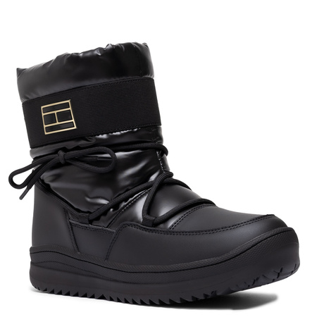 Tommy Hilfiger Quilted Zip Snow Boots Women Black T3A5-34052-BLACK