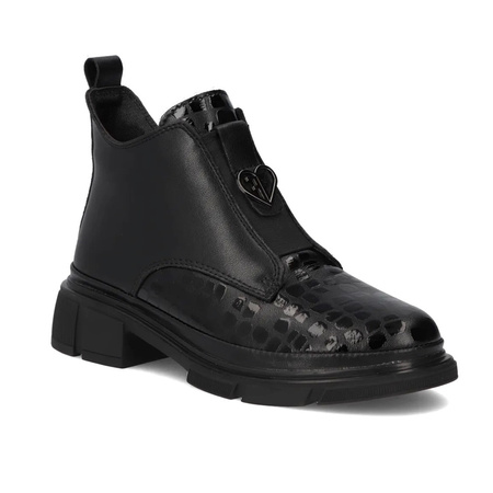 Skórzane Botki Filippo DBT7430/25 BK Na Obcasie Czarne