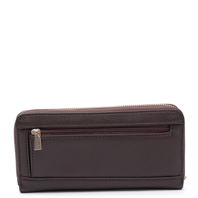 Guess Elegancki Zapinany Na Zamek Portfel Damski Z Paskiem Brązowy SWBG9735146-BROWN