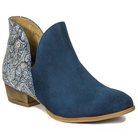 Maciejka Asymmetric Ankle Boots Low Heel Navy 04091-47/00-5