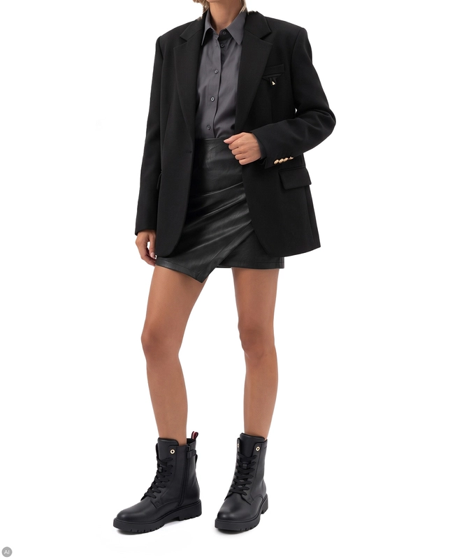 Tommy Hilfiger Modne Sznurowane Trzewiki Damskie Z Zamkiem Czarne T3A5-35157-BK