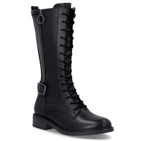 Rieker Lace-Up Tall Boots With Side Zip Black D2W71-00
