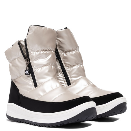 Calvin Klein Jeans Snow Boots Quilted Platform Boots Front-Zip Gold V3A5-83140-IVORY