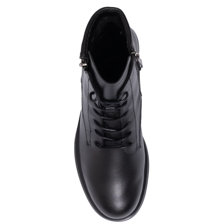 Sokolski Leather Lace-Up Ankle Boots Warm Lined Black HW-Z25-125-BLK