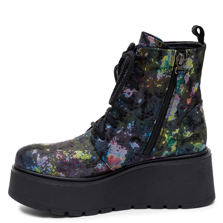 Maciejka Premium Natural Leather Lace-Up Platform Ankle Boots With Artistic Pattern Multicolour 6762W-39/00-6