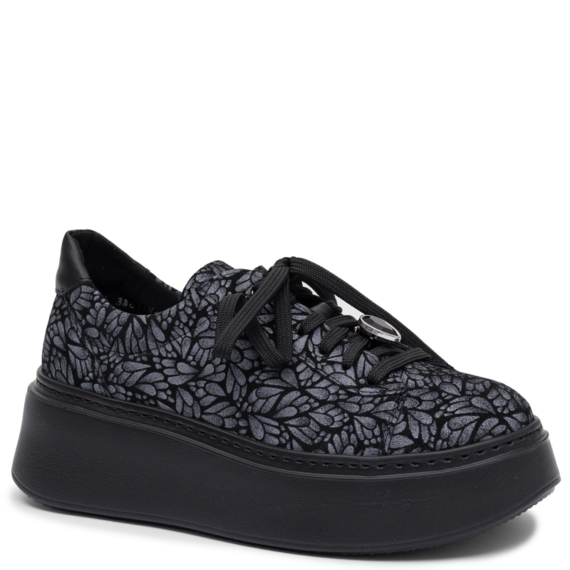 Maciejka Women's Genuine Leather Platform Sneakers Black And Blue 6191W-18/00-8