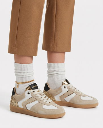 Verbenas Zamszowe Sneakersy Damskie Biało Beżowe 9801761044BLA
