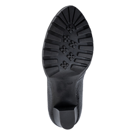 Maciejka Skórzane Czółenka na Słupku i Platformie Czarne 2629W-04-00-1