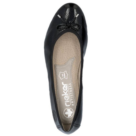 Rieker Baleriny Damskie Skórzane Black