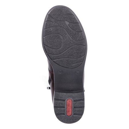 Rieker Trzewiki Sznurowane Damskie z Zamkiem Bordowy 75431-35-RED