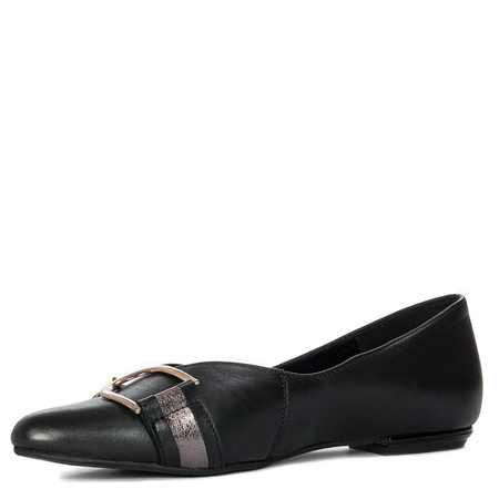 Maciejka Leather Ballerinas With Decorative Buckle Black 05934-01/00-1