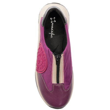 Maciejka Leather Sneakers Front-Zip Fuchsia 06296-15/00-8