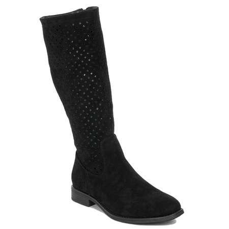 S.Barski Women's spring openwork flat black boots