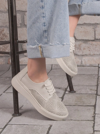 Filippo Półbuty damskie skórzane beżowe