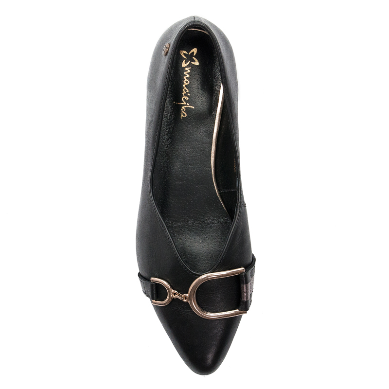 Maciejka Leather Ballerinas With Decorative Buckle Black 05934-01/00-1