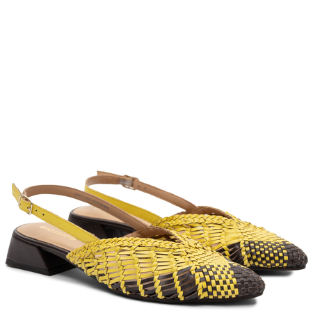 Gioseppo Woven Leather Slingback Pumps Yellow 79267-YELLOW