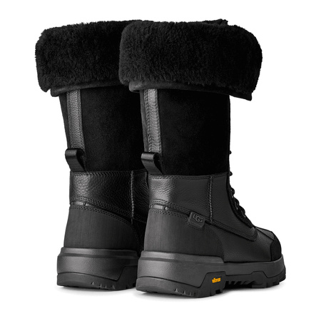 UGG Śniegowce Skórzane Damskie Z Futrem Naturalnym Czarny 1171441-BLK