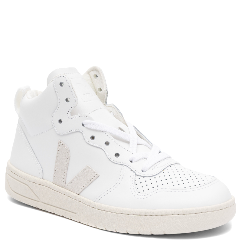 Veja Sneakersy damskie skórzane wysokie White Natural białe