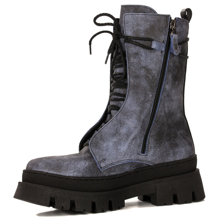 Maciejka 05693-06/00-3 Blue and Black Lace-Up Boots