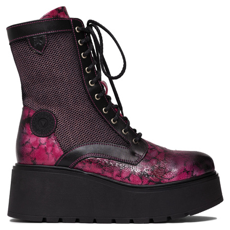 Maciejka Leather Lace-Up Platform Ankle Boots Pink 06720-15/00-8