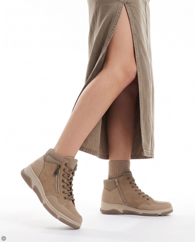 Rieker Insulated, Comfortable Lace-Up Ankle Boots, Beige L5601-20-BEIGE
