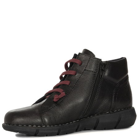 Maciejka Leather Elastic Laces Ankle Boots Side Zip Black P7240-01/00-1