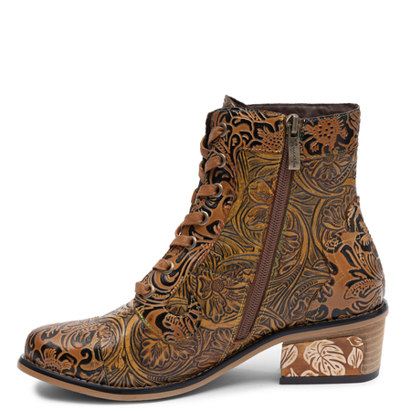 Maciejka Leather Lace-Up Boots Embossed Brown K7688-29/00-7