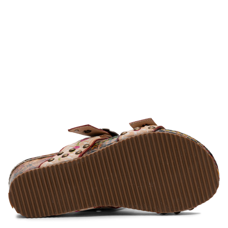 Maciejka Leather Wedge Slides Decorative Buckles Multicolour K7406-04/00-1