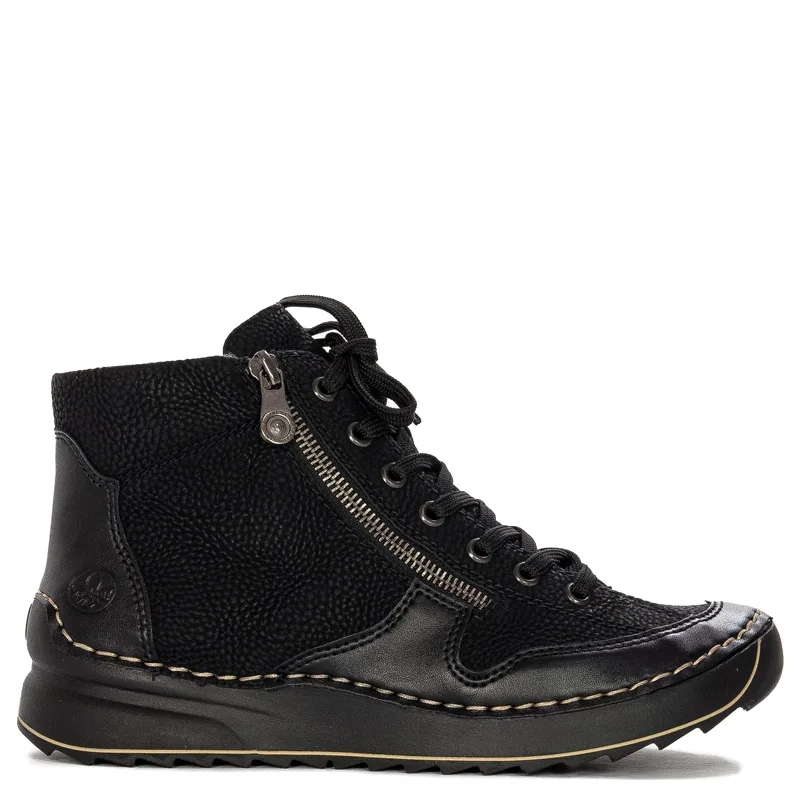Rieker Botki damskie ocieplane Black czarne