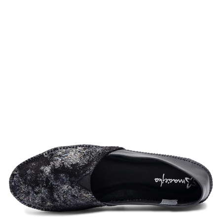 Maciejka Leather Slip-On Shoes Metallic Shine Black Silver 1930W-47/00-0