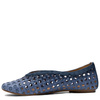 Maciejka Leather Laser-Cut Slip-On Flats Perforated Navy 07307-20/00-0