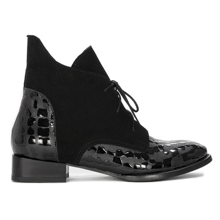 Maciejka Trzewiki damskie ocieplane na obcasie czarne