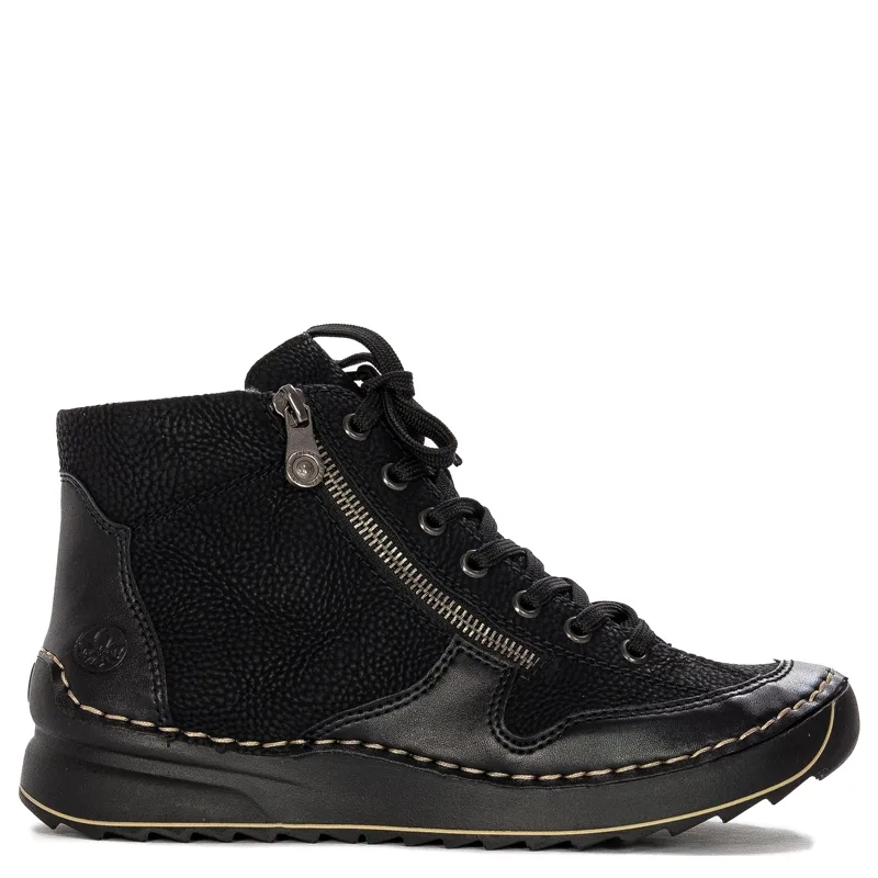 Rieker Botki damskie ocieplane Black czarne