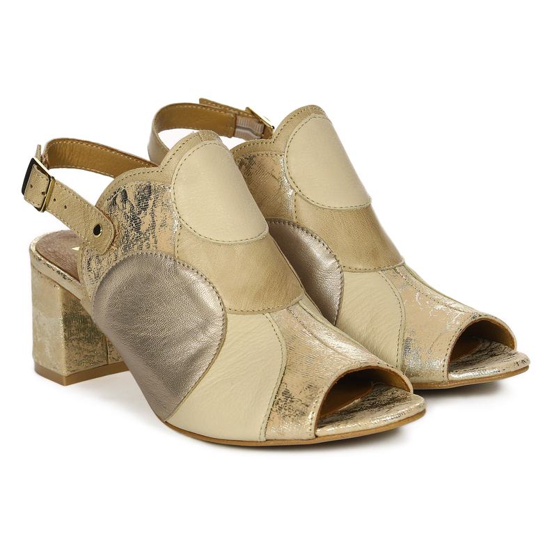 Maciejka Women's Leather Heeled Gold Sandals