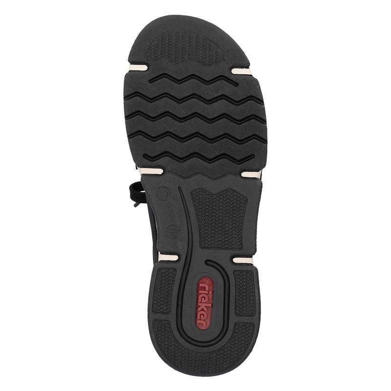 Rieker Comfortable Black Women's Low Shoes With Gold Zip On Flexible Sole 45973-00