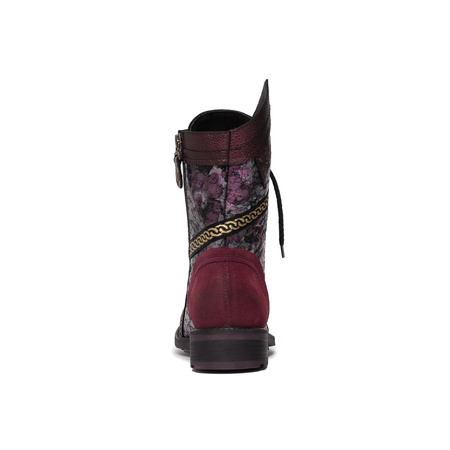 Maciejka Skórzane Trzewiki Damskie Sznurowane Bordowe 07097-23/00-8