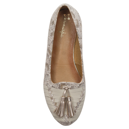 Maciejka 04016-25/00-5 Beige + Gold Ballerinas