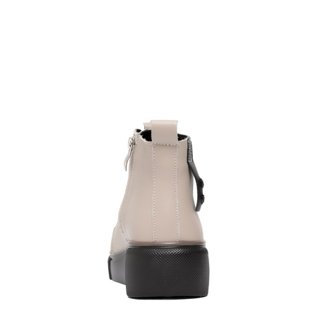 T. Sokolski Leather Platform Ankle Boots with Cap Toe Beige TS-Z24-218-BEIG-BL