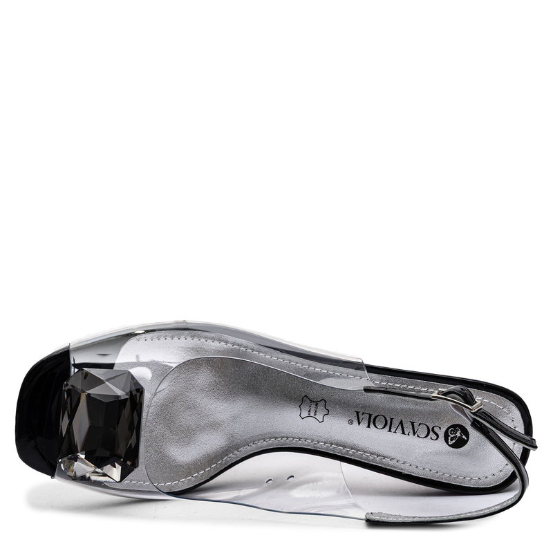 Sca'Viola Transparent Jewelry Sandals With Crystal Clear S-345-BLK