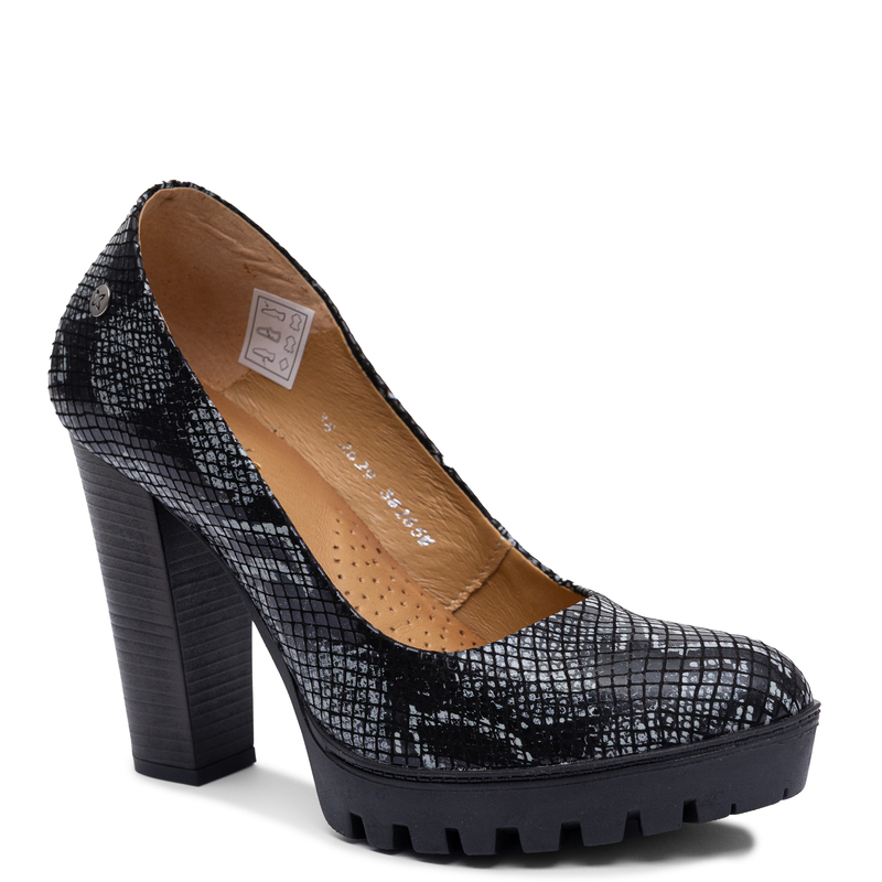 Maciejka Patent Leather Pumps Platform Block Heel Elegant Black 2629W-12/00-1