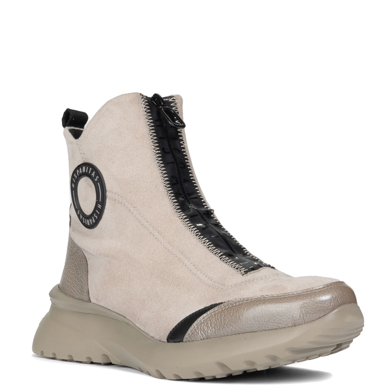 Hispanitas Platform Ankle Boots with Front Zipper Beige HI233016-C008