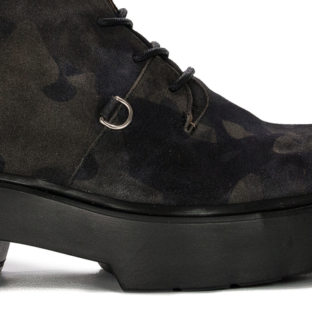 Wonders Women's Leather Boots On The Camo Platform Wonders Botki Damskie Skórzane Na Platformie Jungla Negro