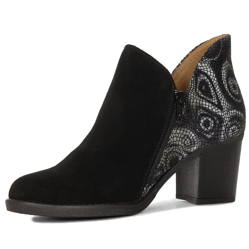 Maciejka Suede-Leather Ankle Boots Block Heel Black 04492-01/00-5