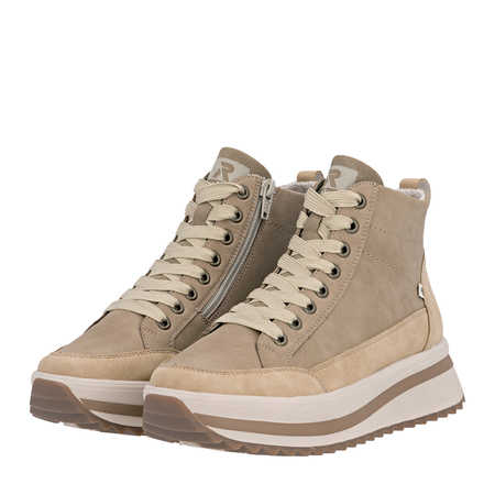 Rieker Sneakersy Wysokie Damskie Na Platformie Beżowe W3871-60-BEIGE
