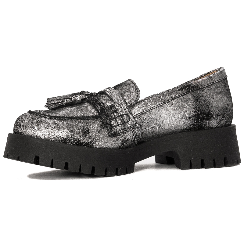 Maciejka Women's Black+Silver Shoes On Platform