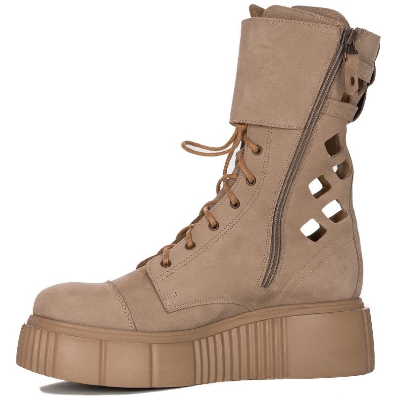 Maciejka Women's boots, leather, nubuck, openwork beige